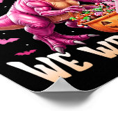 Dinosaur in oktober Draag we roze borstkanker Awa Poster (Hoek)