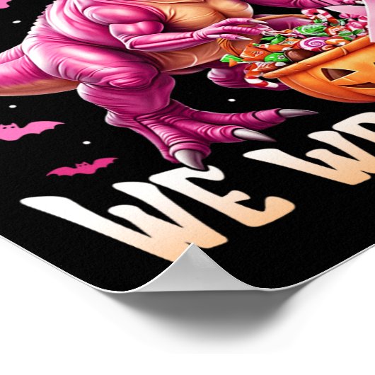 Dinosaur in oktober Draag we roze borstkanker Awa Poster (Hoek)