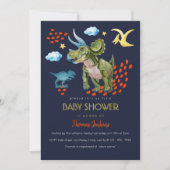 Dinosaur in watercolor Baby Shower invite. Kaart (Voorkant)