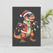 Dinosaur Ingepakt met Kerstverlichting Sinterklaas Kaart (Staand voorkant)