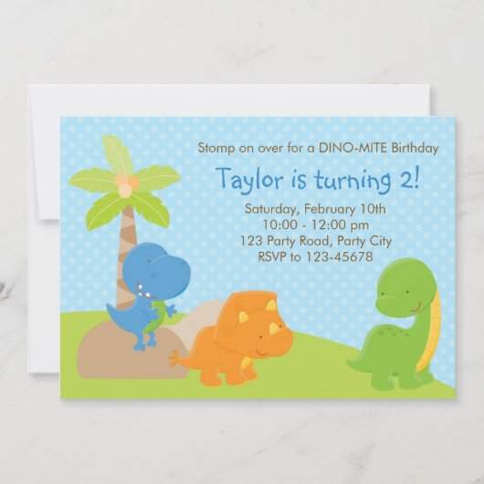 Dinosaur Invitation - Boy Birthday / Baby shower Kaart (Voorkant)