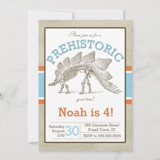 Dinosaur Invitation Dino Invitate Kaart (Voorkant)