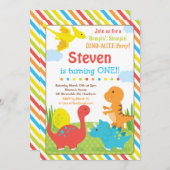 Dinosaur Invitation / Dino Invitation Kaart (Voorkant / Achterkant)