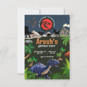 Dinosaur Invitation, Dinosaur Birthday Kaart (Voorkant)