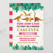 Dinosaur Invitation, Dinosaur Birthday Kaart (Voorkant / Achterkant)
