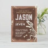 Dinosaur Invitation for Birthday Party Fossil Kaart (Staand voorkant)