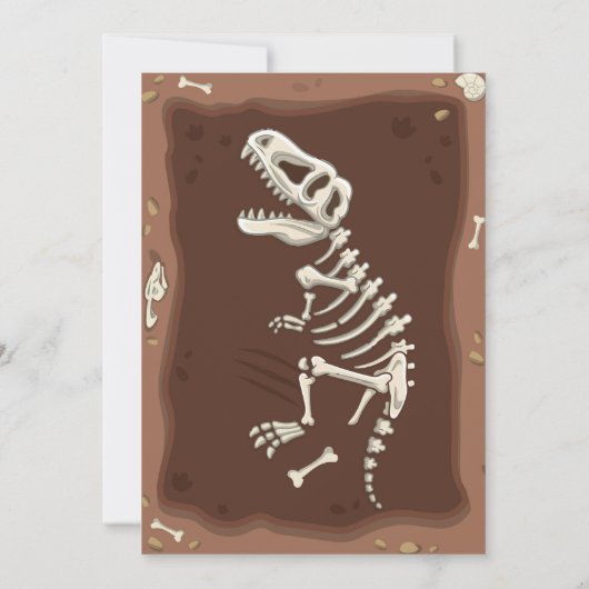 Dinosaur Invitation for Birthday Party Fossil Kaart (Achterkant)