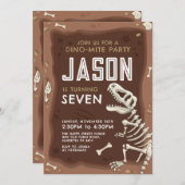 Dinosaur Invitation for Birthday Party Fossil Kaart (Voorkant / Achterkant)