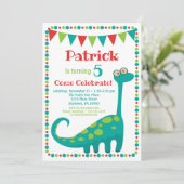 Dinosaur Invitation Funny Dino Birthday Kaart (Staand voorkant)