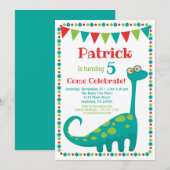 Dinosaur Invitation Funny Dino Birthday Kaart (Voorkant / Achterkant)