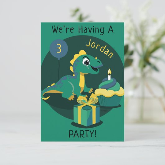 Dinosaur Invitation Kaart (Staand voorkant)