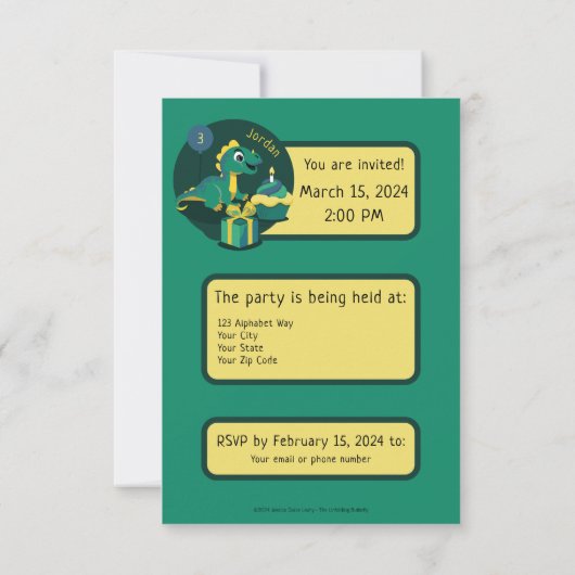 Dinosaur Invitation Kaart (Achterkant)