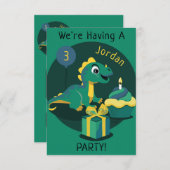 Dinosaur Invitation Kaart (Voorkant / Achterkant)