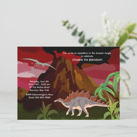 Dinosaur Invitation Kaart (Staand voorkant)