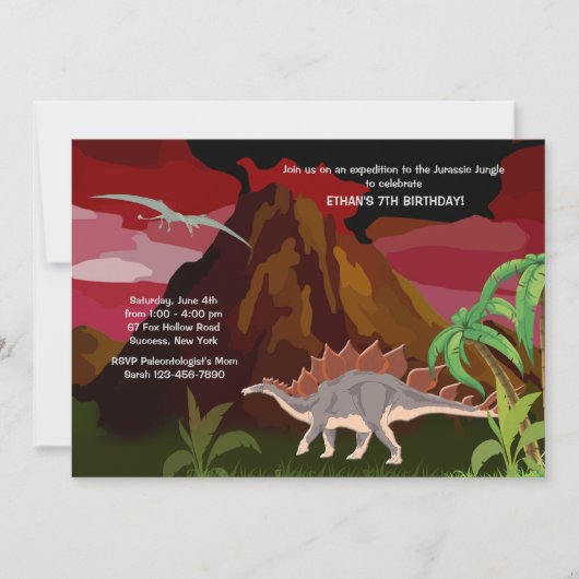 Dinosaur Invitation Kaart (Voorkant)