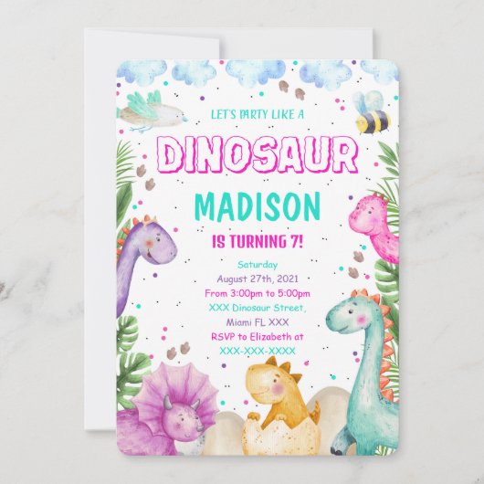 Dinosaur Invitation Kaart (Voorkant)