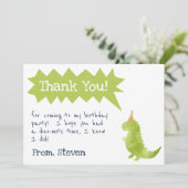 Dinosaur Invitation Stomp and Chomp Birthday boy Bedankkaart (Staand voorkant)