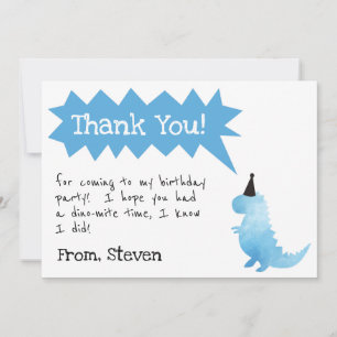 Dinosaur Invitation Stomp and Chomp Birthday boy Bedankkaart