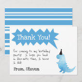 Dinosaur Invitation Stomp and Chomp Birthday boy Bedankkaart (Voorkant / Achterkant)