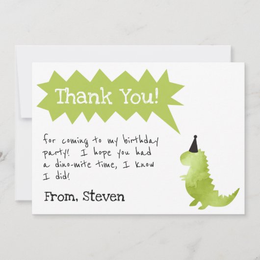 Dinosaur Invitation Stomp and Chomp Birthday boy Bedankkaart (Voorkant)