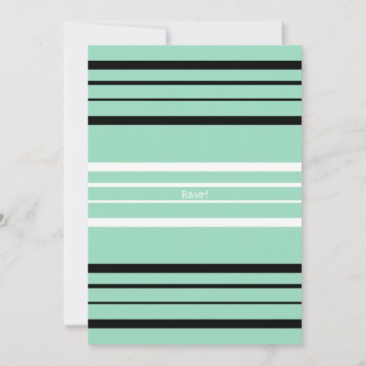 Dinosaur Invitation Stomp and Chomp First Birthday Kaart (Achterkant)