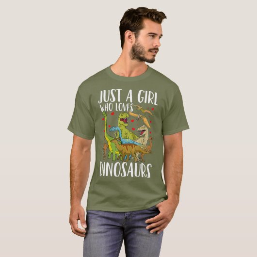 Dinosaur is gewoon een meisje dat van Dinosauriërs T-shirt (Voorkant volledig)