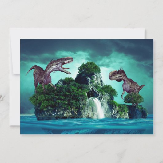 Dinosaur Island Birthday Party Kaart (Achterkant)
