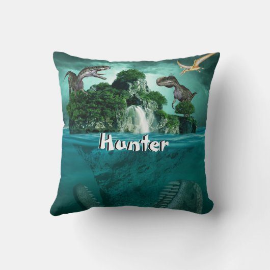 Dinosaur Island Gepersonaliseerd Kussen (Achterkant)