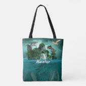 Dinosaur Island Gepersonaliseerd Tote Bag (Achterkant)