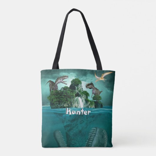 Dinosaur Island Gepersonaliseerd Tote Bag (Achterkant)