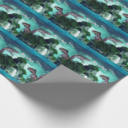 Dinosaur Island Happy Birthday Party Cadeaupapier (Hoek)