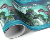 Dinosaur Island Happy Birthday Party Cadeaupapier (Rol Hoek)