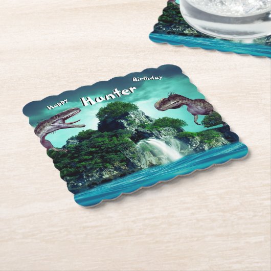 Dinosaur Island Happy Birthday Party Kartonnen Onderzetters (Gebogen)
