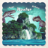 Dinosaur Island Happy Birthday Party Kartonnen Onderzetters (Voorkant)