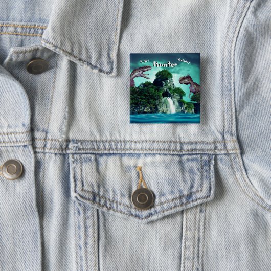 Dinosaur Island Happy Birthday Party Vierkante Button 5,1 Cm (In situ)