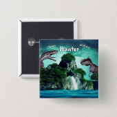 Dinosaur Island Happy Birthday Party Vierkante Button 5,1 Cm (Voorkant /achterkant)