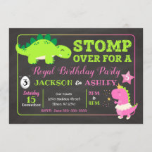 Dinosaur Joint Birthday Invitation / Boy & Girl