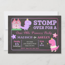 Dinosaur Joint Birthday Invitation for Girls Kaart