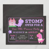 Dinosaur Joint Birthday Invitation for Girls Kaart (Voorkant / Achterkant)