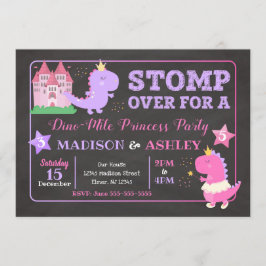 Dinosaur Joint Birthday Invitation for Girls Kaart