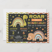 Dinosaur Joint Birthday Invitation for Siblings Kaart (Voorkant)
