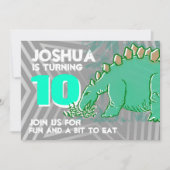 Dinosaur jongen 10e verjaardag groene grijze uitno kaart (Voorkant)