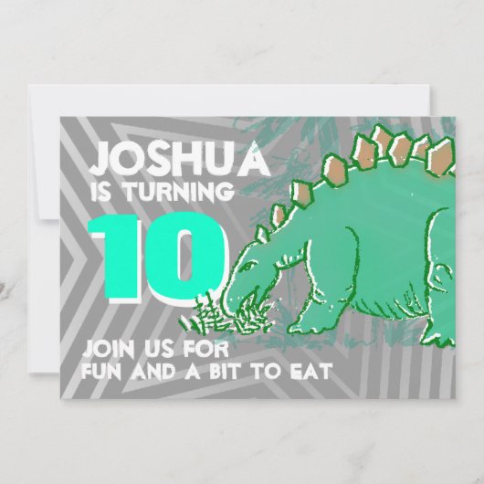 Dinosaur jongen 10e verjaardag groene grijze uitno kaart (Voorkant)