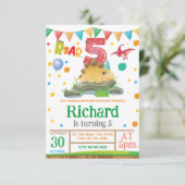 Dinosaur jongen 5th Birthday Uitnodiging (Staand voorkant)