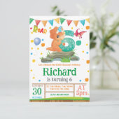 Dinosaur jongen 6th Birthday Uitnodiging (Staand voorkant)
