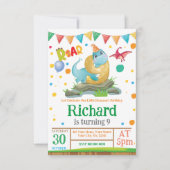 Dinosaur jongen 9th Birthday Uitnodiging (Voorkant)