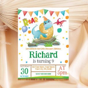 Dinosaur jongen 9th Birthday Uitnodiging