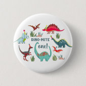 Dinosaur jongen eerste een verjaardagsfeestje ronde button 5,7 cm (Voorkant)