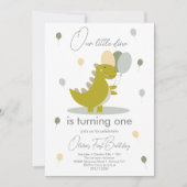 Dinosaur Jongen Groen Grijs Eerste Verjaardag  Kaart (Voorkant)