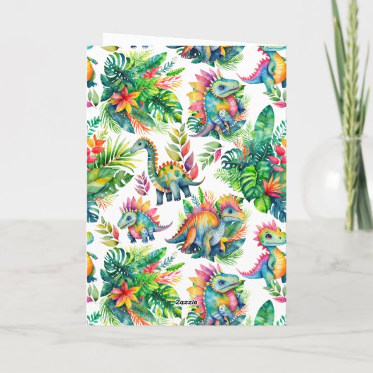 Dinosaur Jongen Verjaardagsfeestje Aangepaste Foto Bedankkaart (Achterkant)